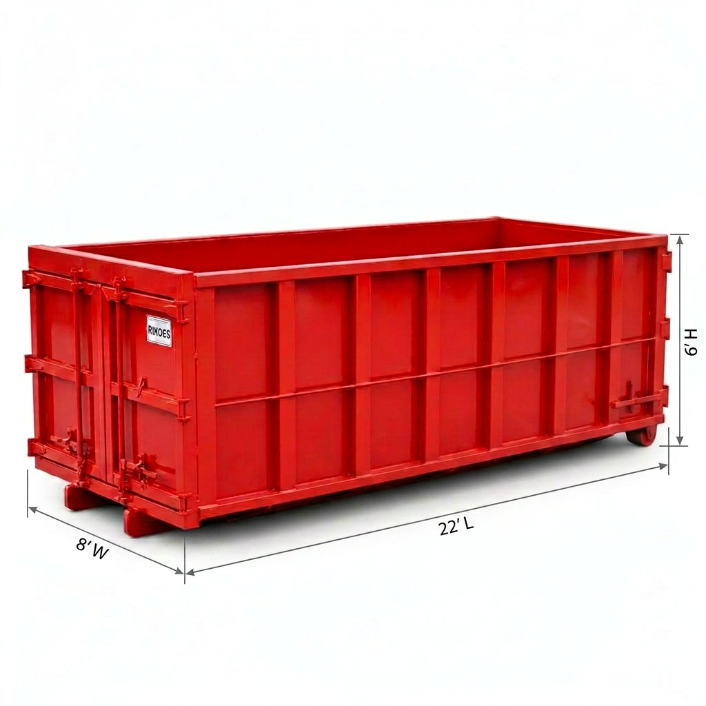 Red 30 yard roll-off dumpster